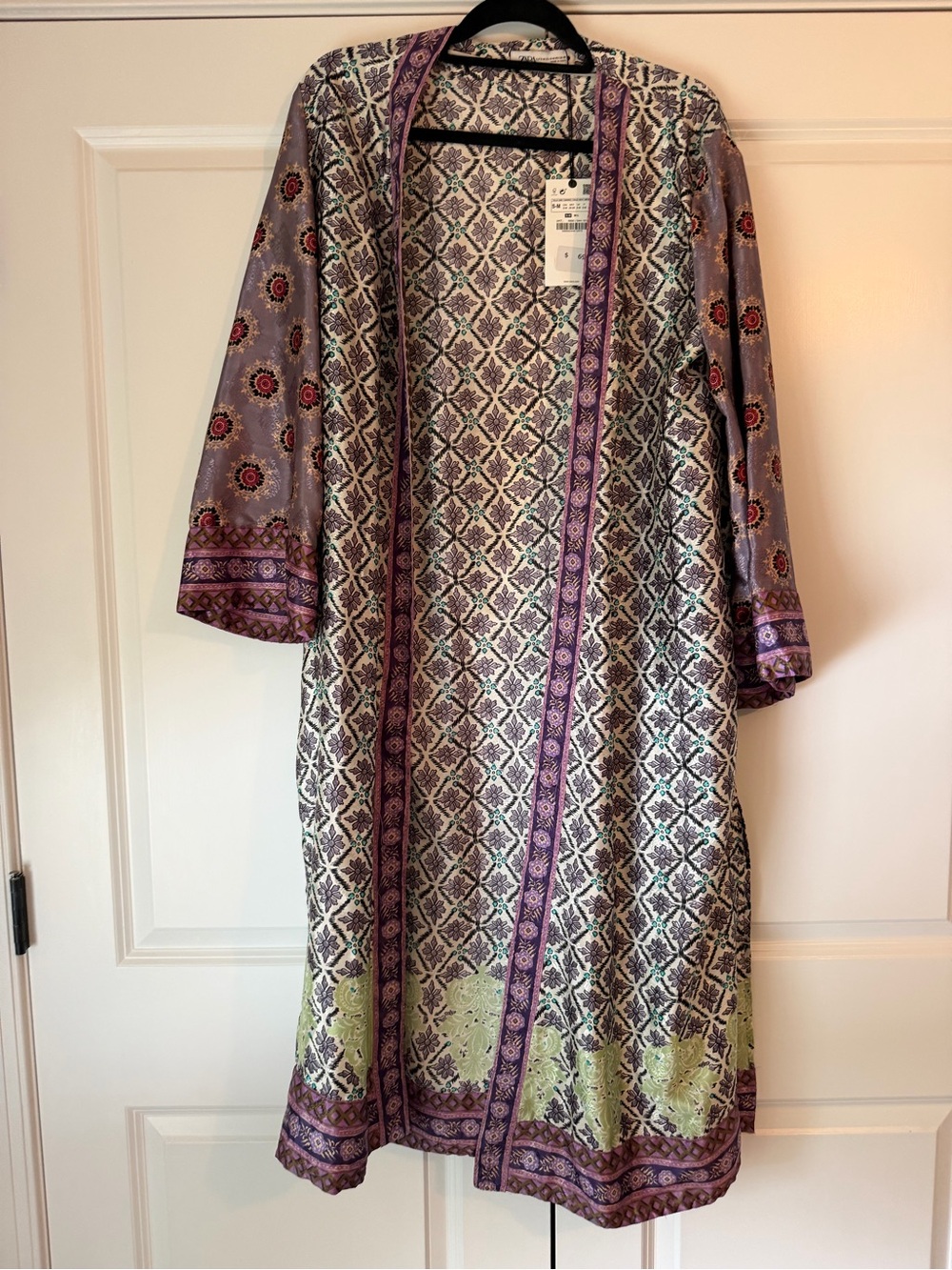 Zara Floral Geometric Duster in Lavender and Teal